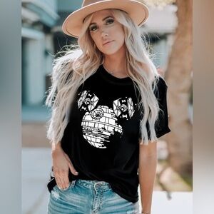 Death Star Mickey ears inspired black t shirt